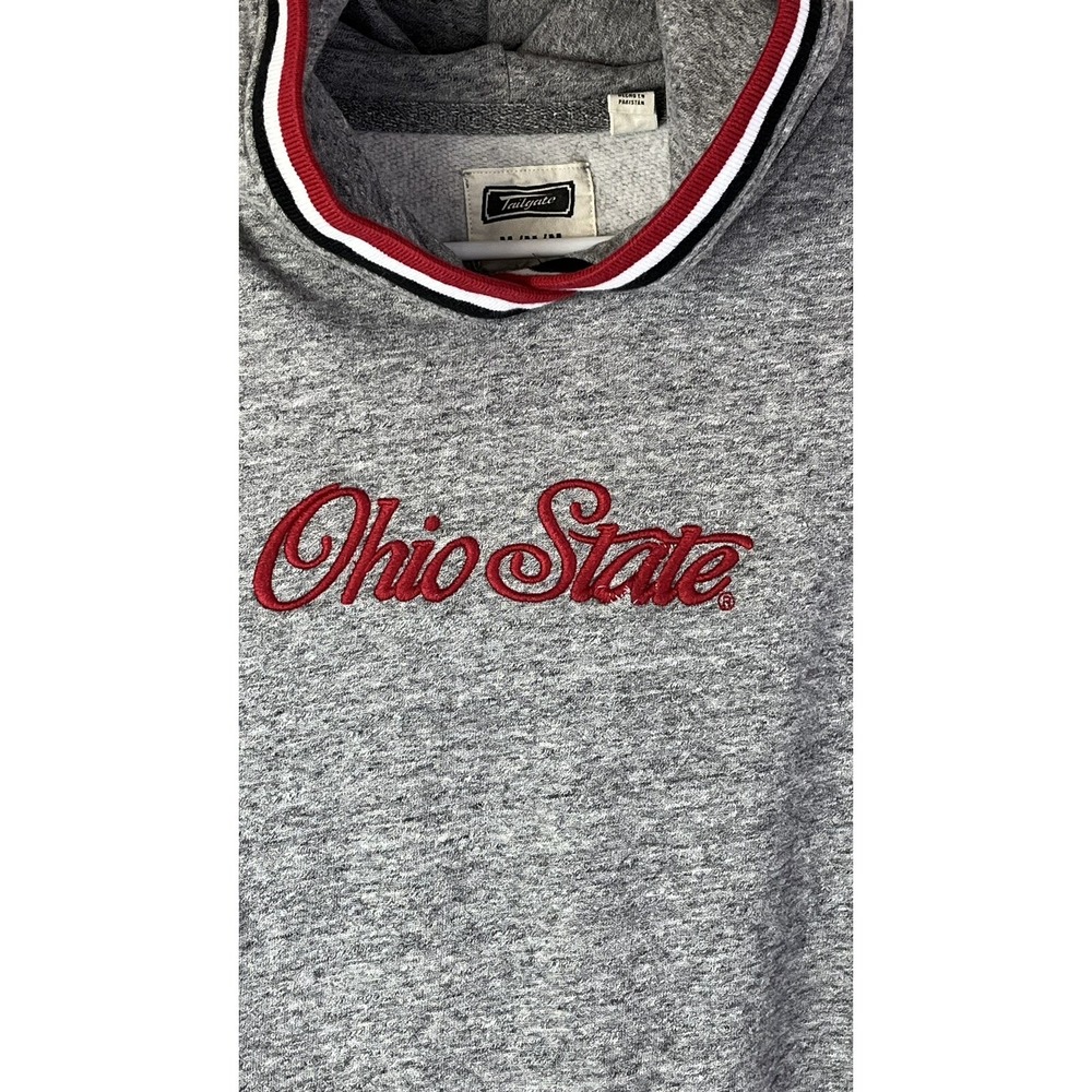 Ohio State Buckeyes Hoodie Sz MEDIUM Embroidered Gray TRI-Trim Tailgate Unisex